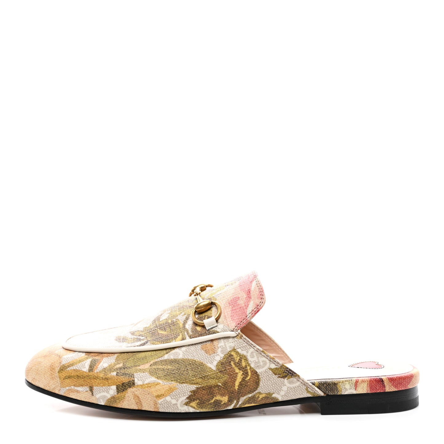 GG Supreme Monogram Malaga Kid Water Flora Womens Princetown Slippers 37.5 Beige White Multicolor Mystic White