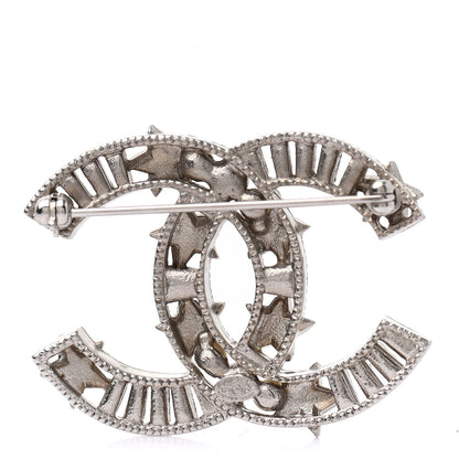 Chanel Crystal Pearl CC Star Coco Flapper Brooch Silver 3 of 4