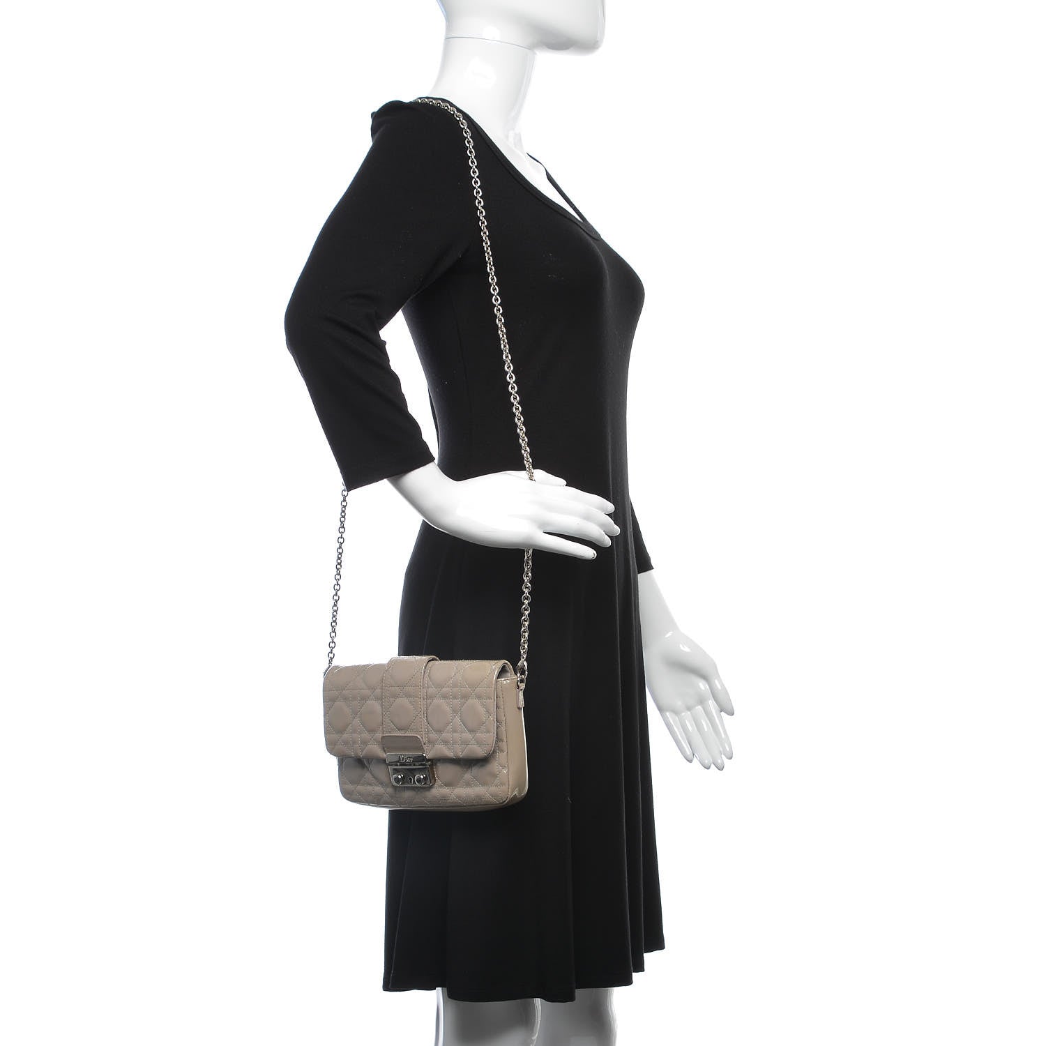 Christian Dior Patent Cannage New Lock Pouch Grey 2 of 9