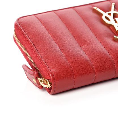 Saint Laurent Lambskin Matelasse Monogram Vicky Zip Around Wallet Rouge Eros 5 of 9