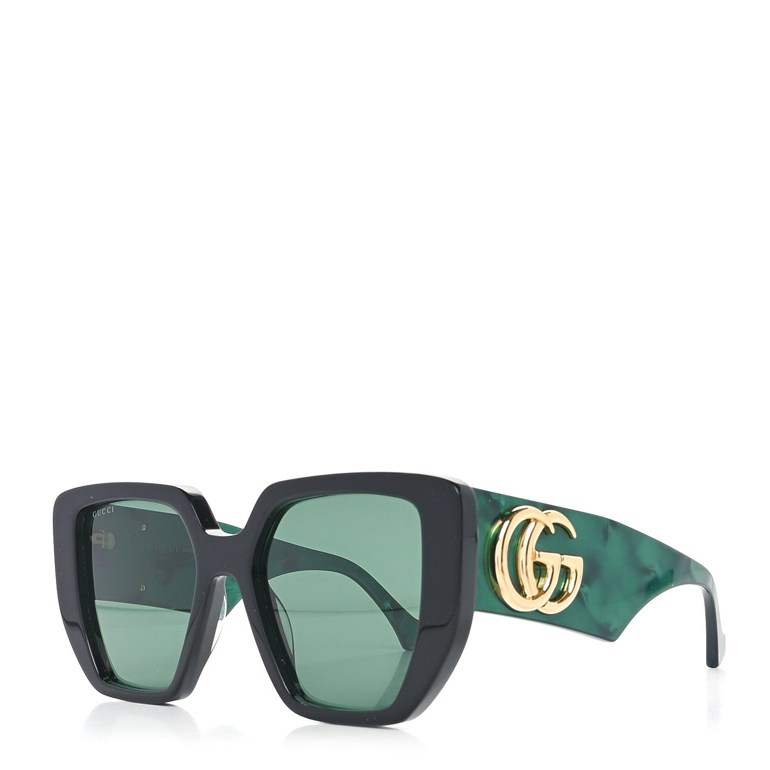Gucci Acetate Square Frame Sunglasses GG0956S Green Black 1 of 7