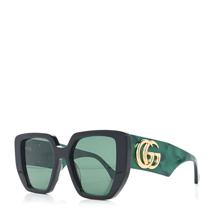 Gucci Acetate Square Frame Sunglasses GG0956S Green Black 1 of 7