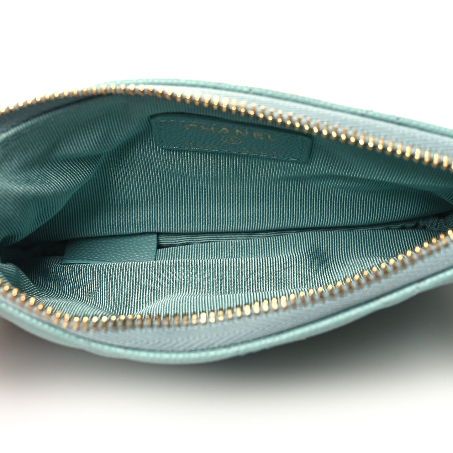 Caviar Quilted Small Cosmetic Case Light Blue
