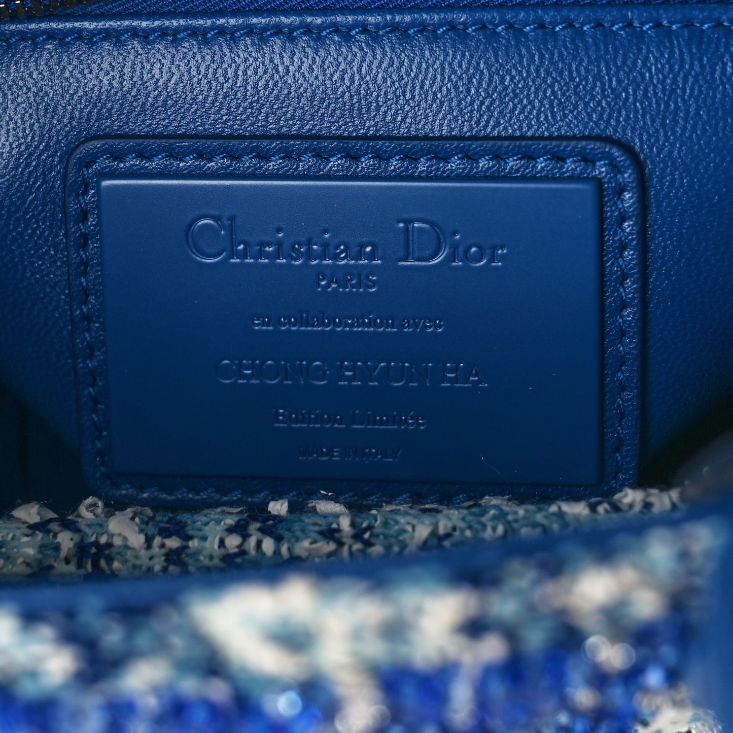 Knit Beaded Chong Hyun Ha Art Mini Lady Dior Blue Multicolor