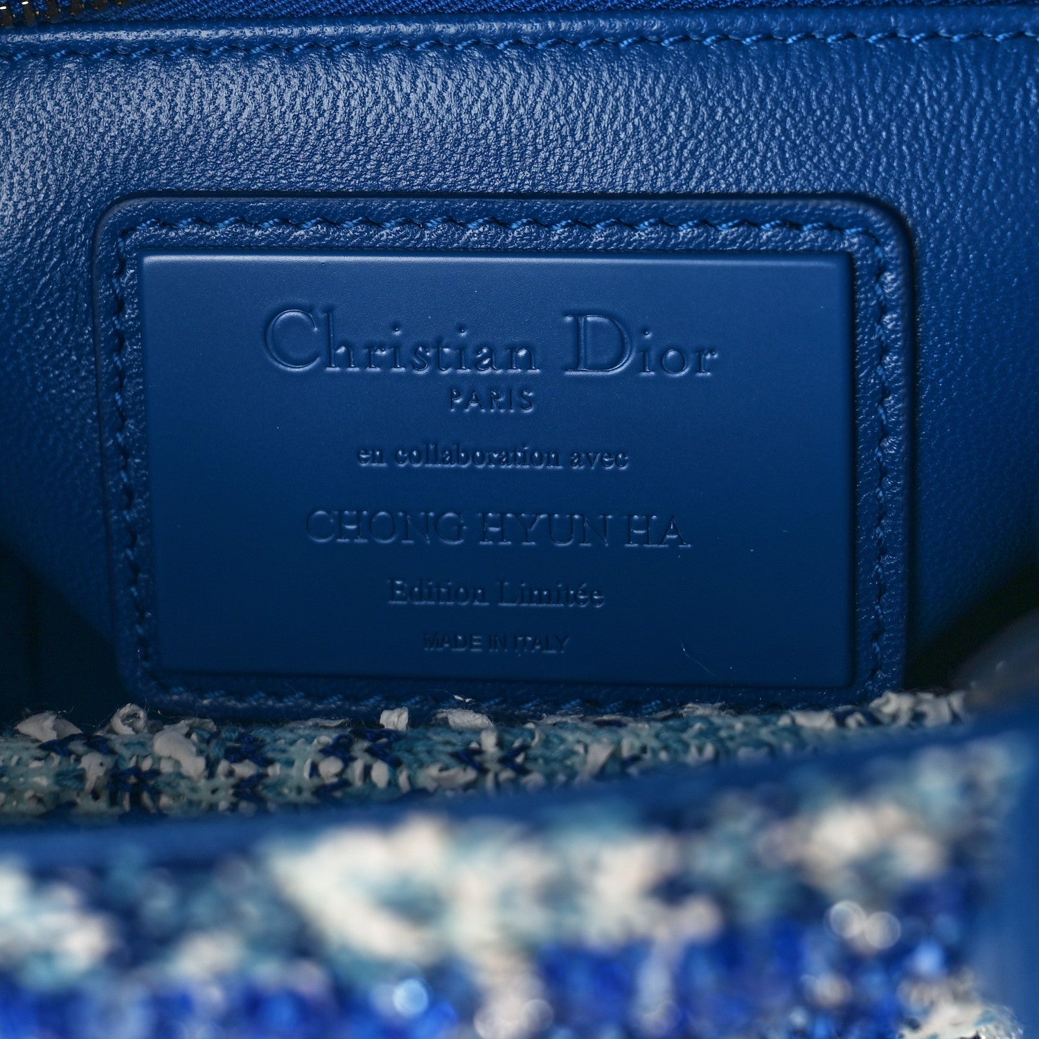 Christian Dior Knit Beaded Chong Hyun Ha Art Mini Lady Dior Blue Multicolor 6 of 9