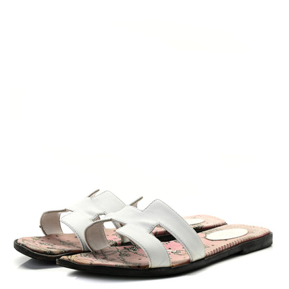 Hermes Box Calfskin Bois De Rose Oran Sandals 40 White 2 of 13