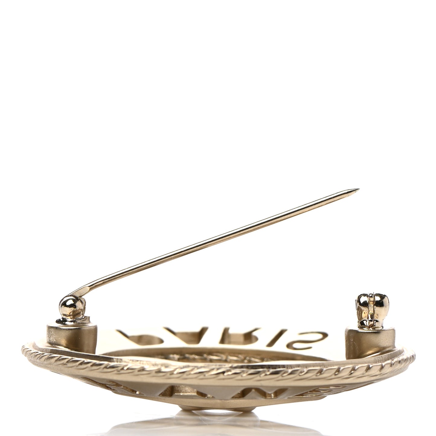 Metal CC Paris Brooch Light Gold