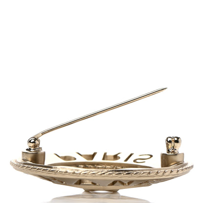 Chanel Metal CC Paris Brooch Light Gold 4 of 6