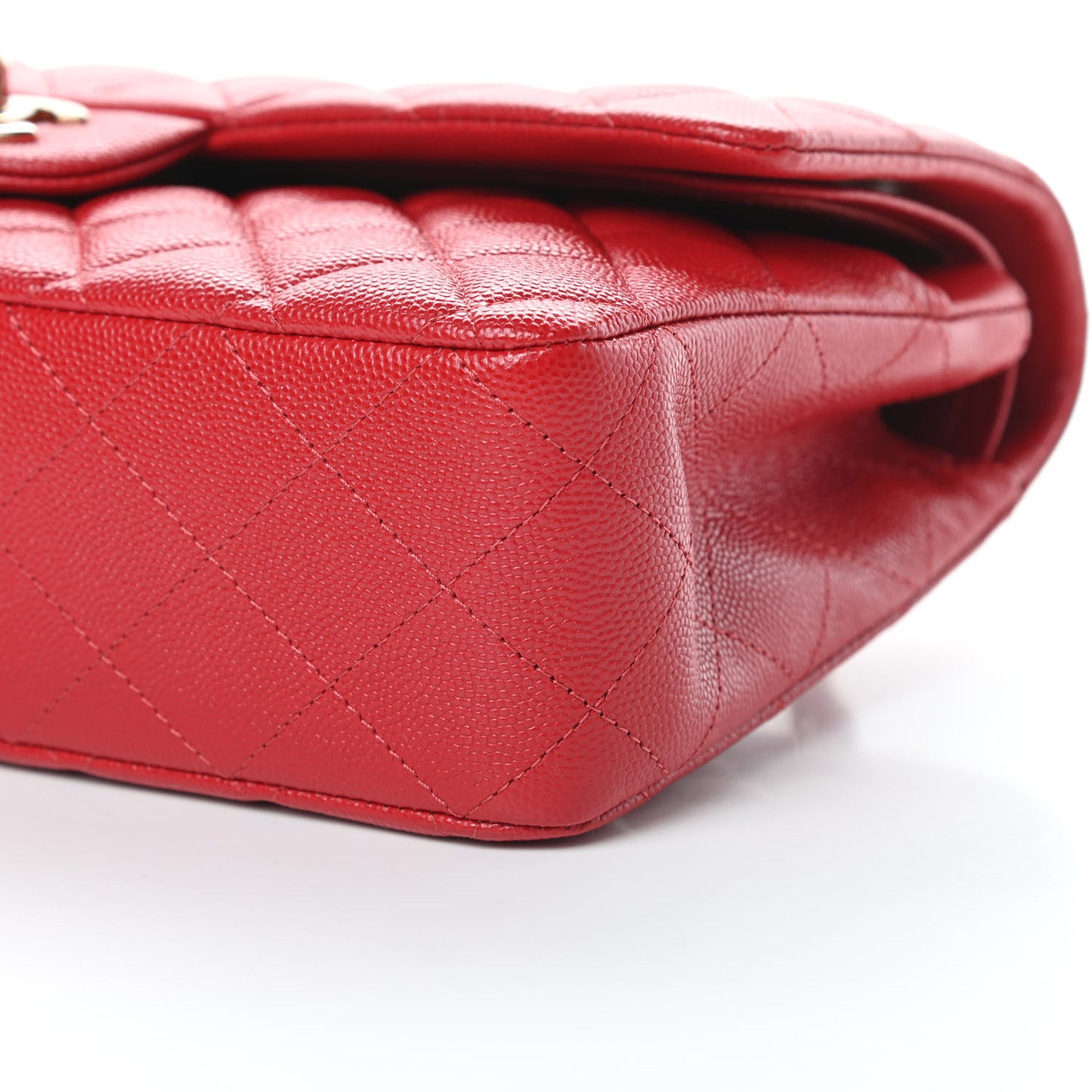 Caviar Quilted Medium Double Flap Red