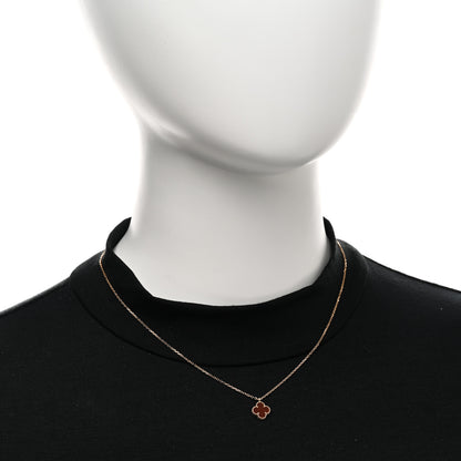 Van Cleef & Arpels 18K Rose Gold Carnelian Sweet Alhambra Pendant Necklace 2 of 4