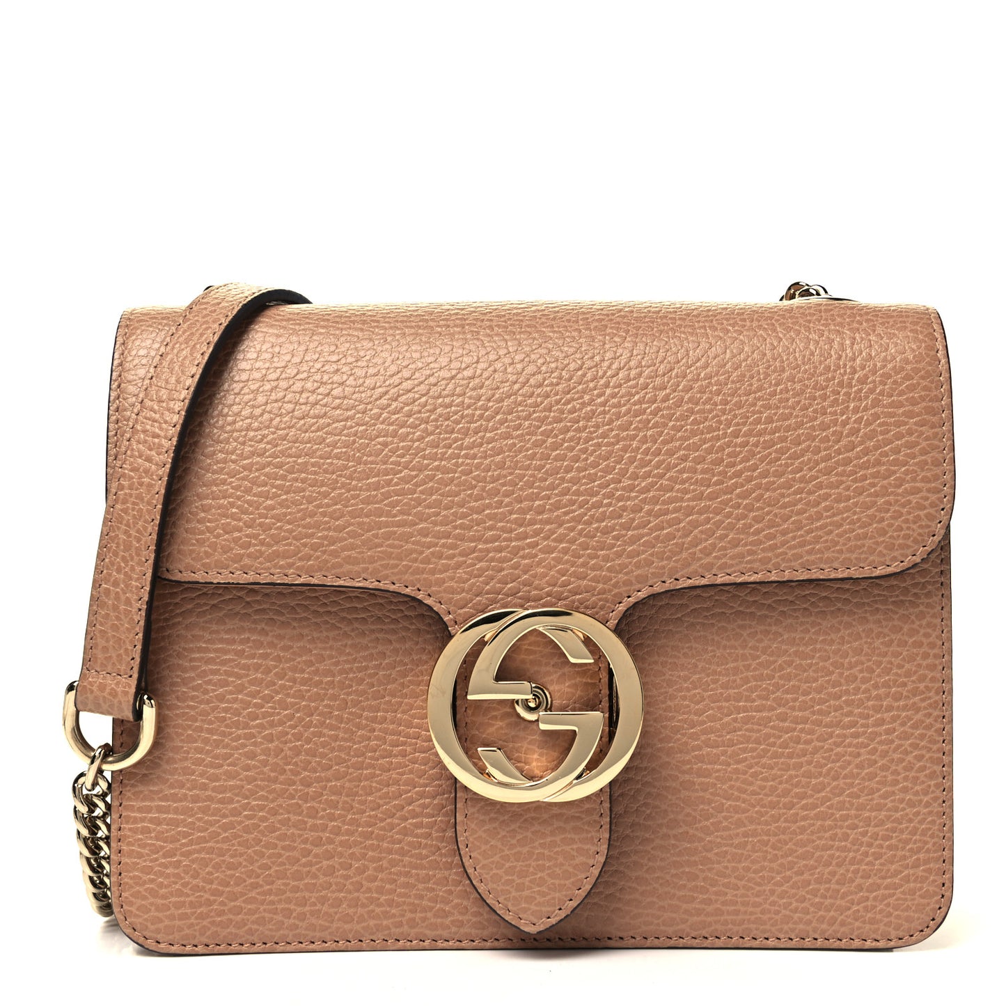 Dollar Calfskin Small Interlocking G Shoulder Bag Camelia