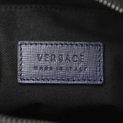 Versace Grained Calfskin Mens Messenger Bag Blue 6 of 8