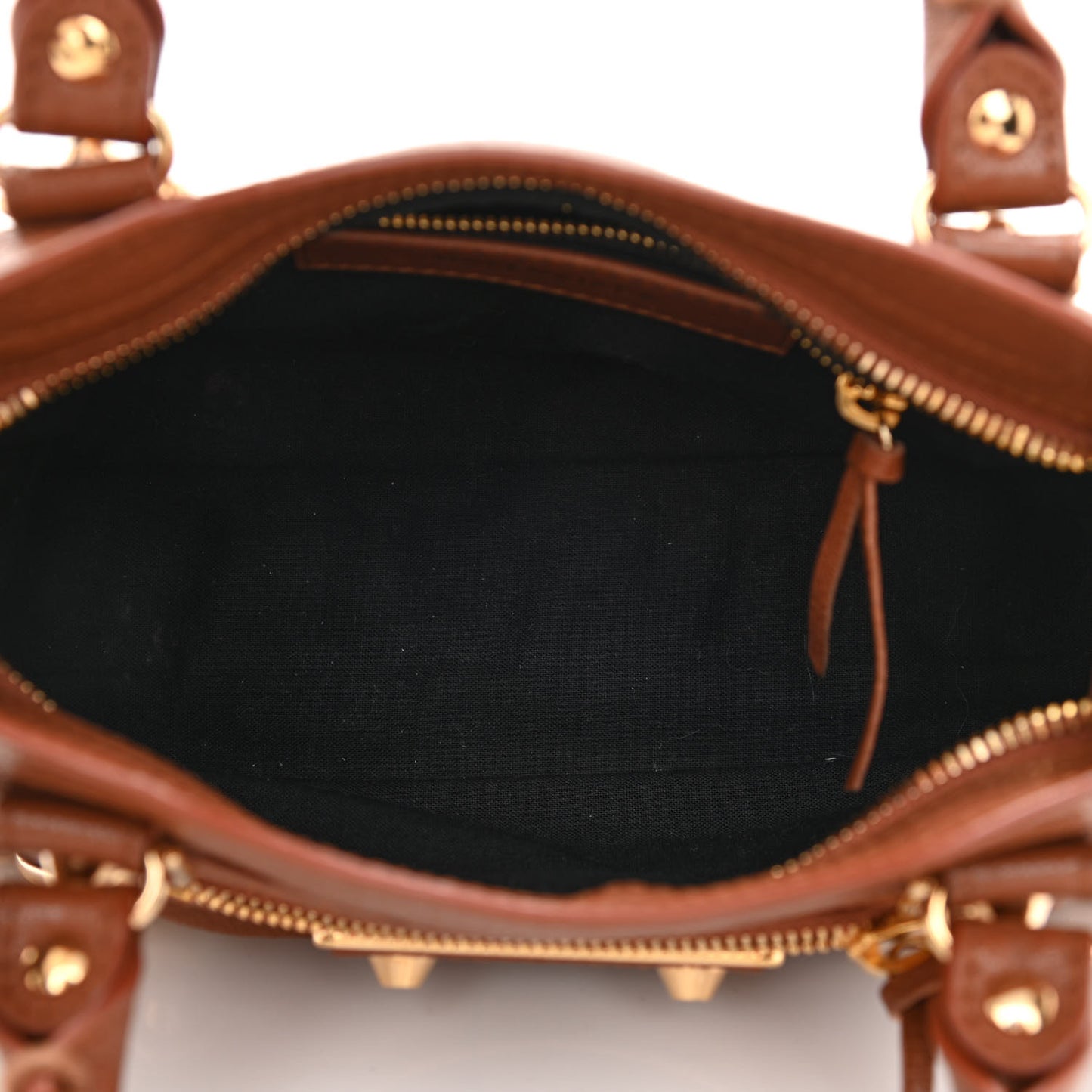 Agneau Classic Gold Hardware Mini City Marron Cognac