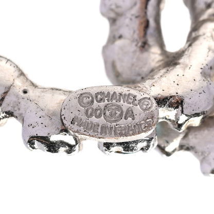 Chanel Crystal CC Earrings Silver Blue 4 of 5