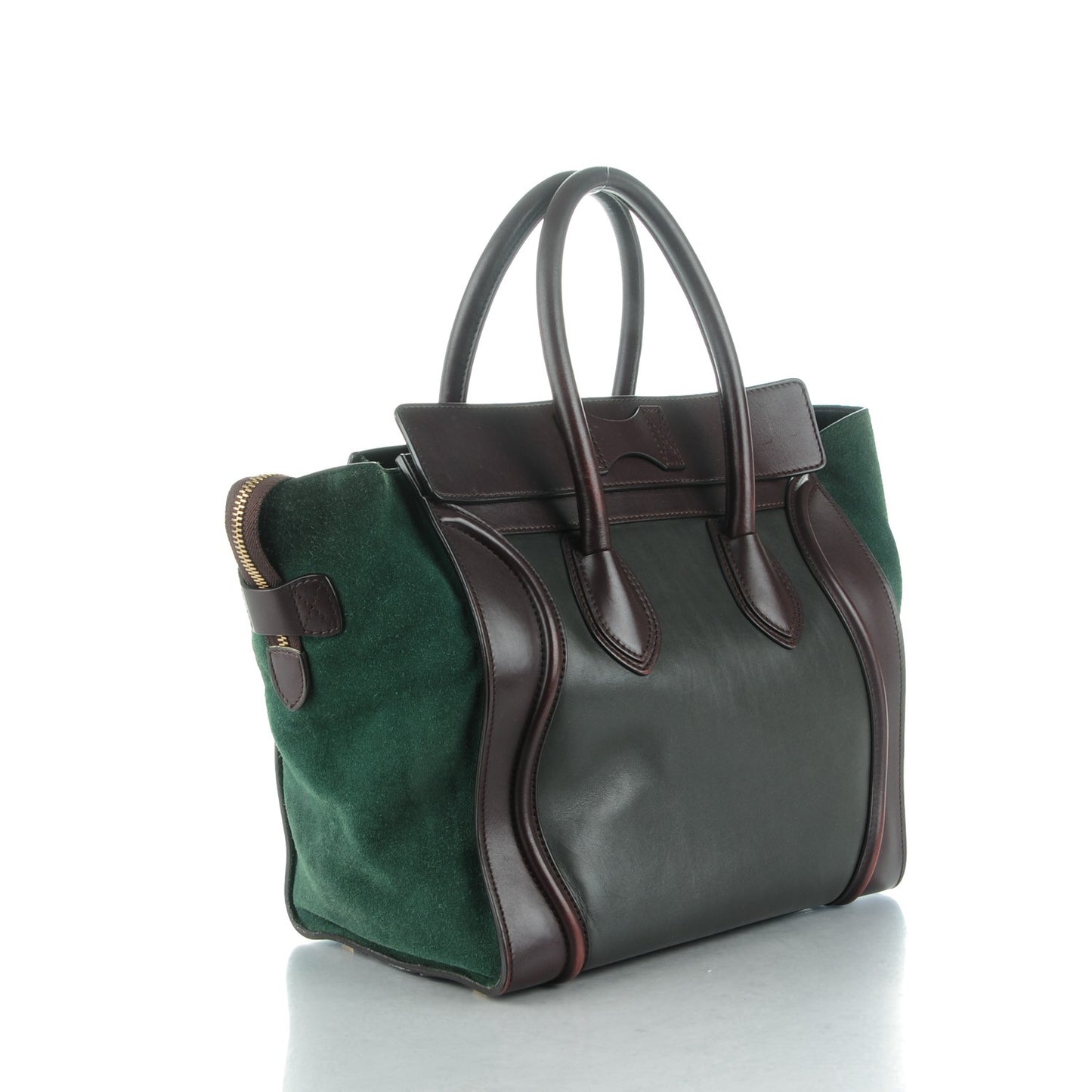 Smooth Calfskin Suede Mini Tri-Color Luggage Burgundy