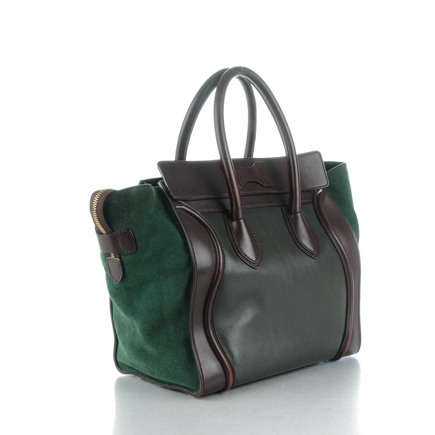 Celine Smooth Calfskin Suede Mini Tri-Color Luggage Burgundy 3 of 11