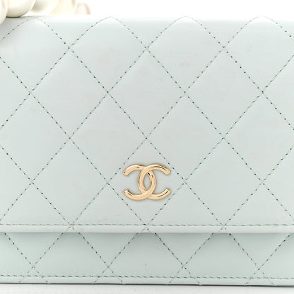 Chanel Calfskin Quilted Mini Maxi Pearls Wallet On Chain WOC Light Blue 8 of 10