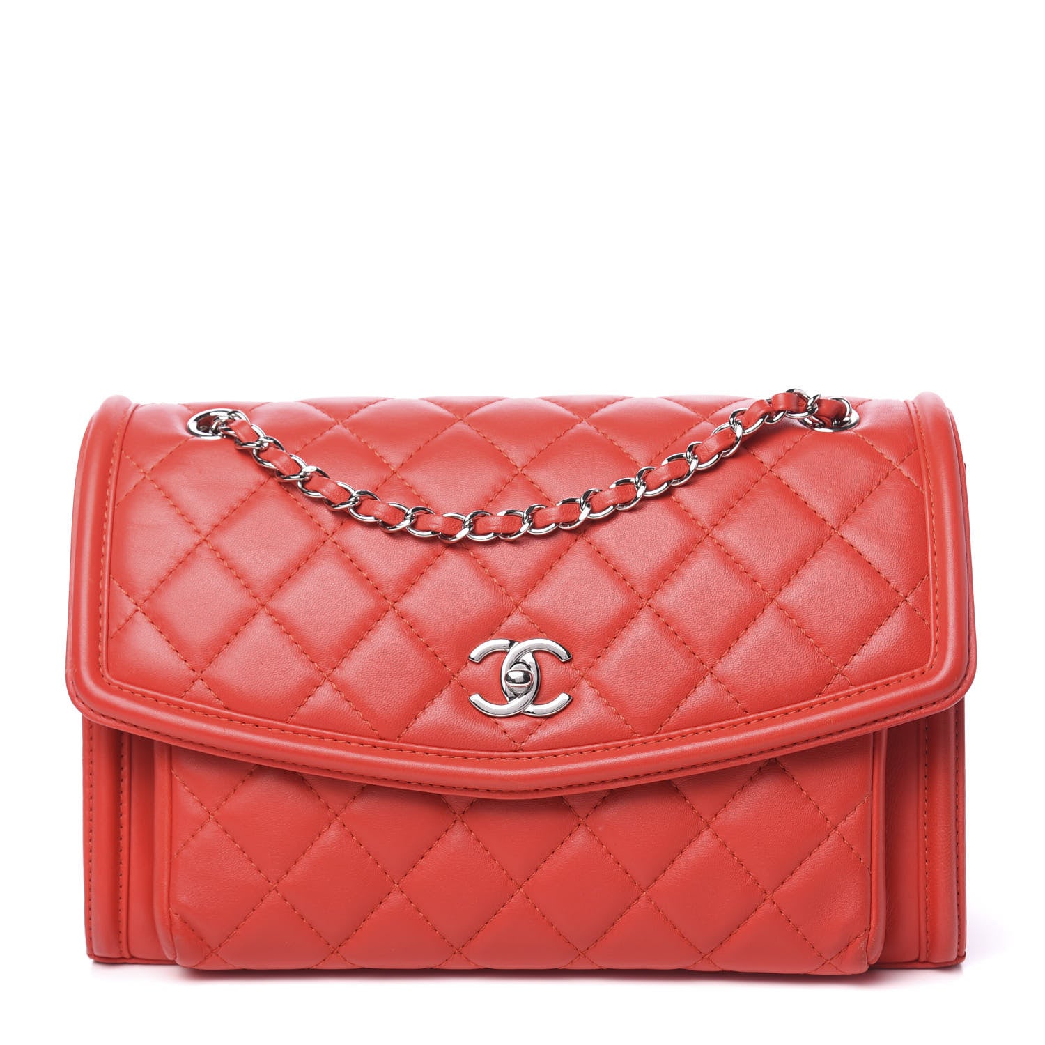 Chanel Lambskin Quilted Large Geometric Flap Red 1 of 16