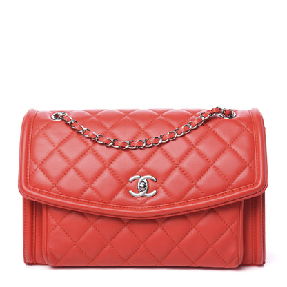 Chanel Lambskin Quilted Large Geometric Flap Red 1 of 16