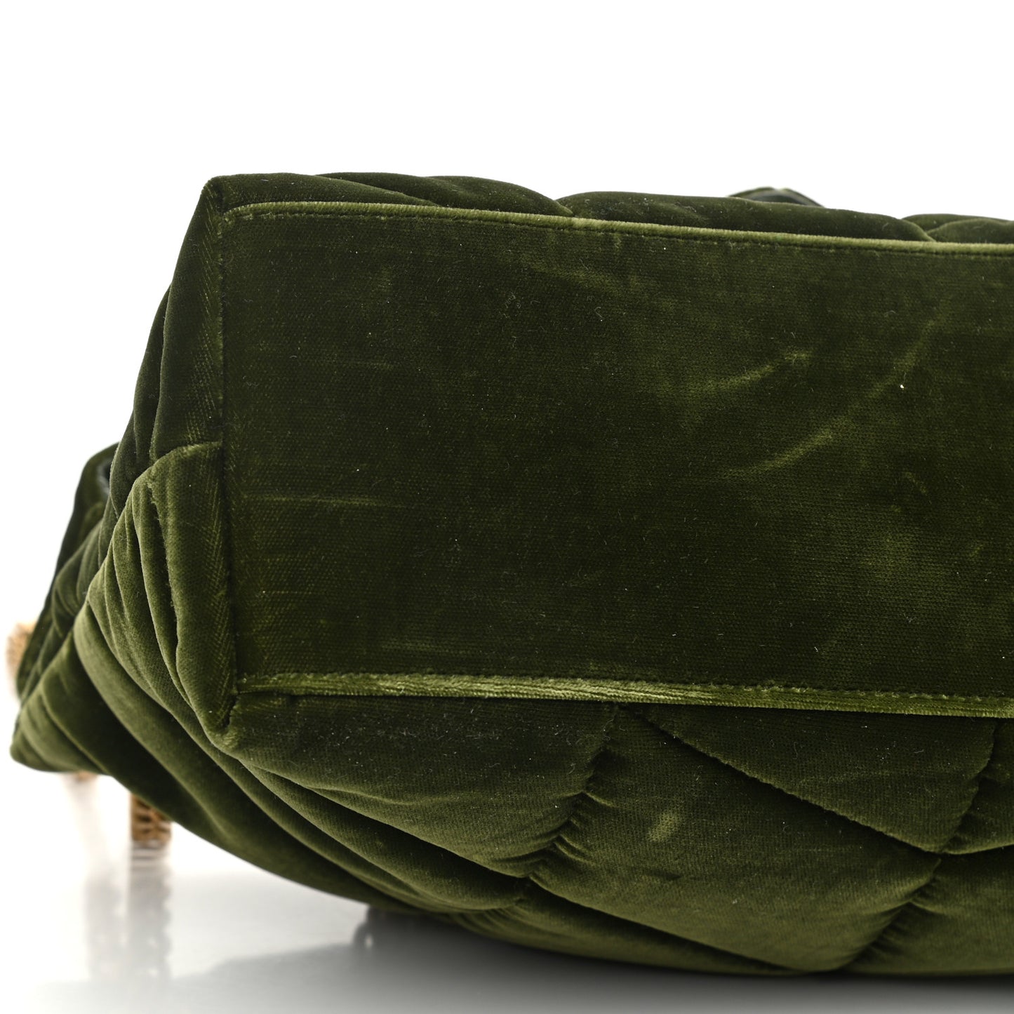 Velvet Quilted Small Loulou Puffer Monogram Chain Satchel Kaki Musk