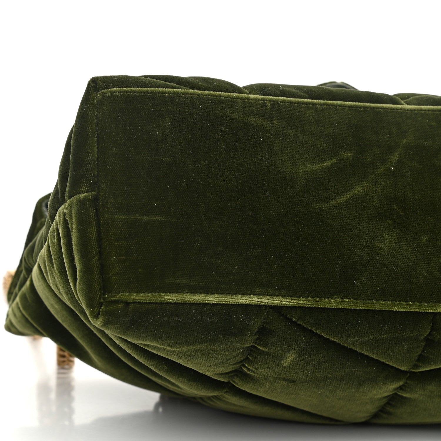 Saint Laurent Velvet Quilted Small Loulou Puffer Monogram Chain Satchel Kaki Musk 9 of 10