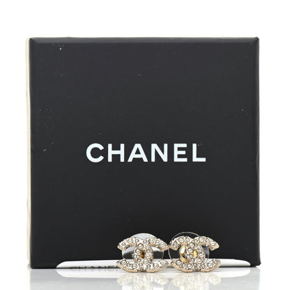 Chanel Pearl Crystal CC Earrings Light Gold 5 of 5