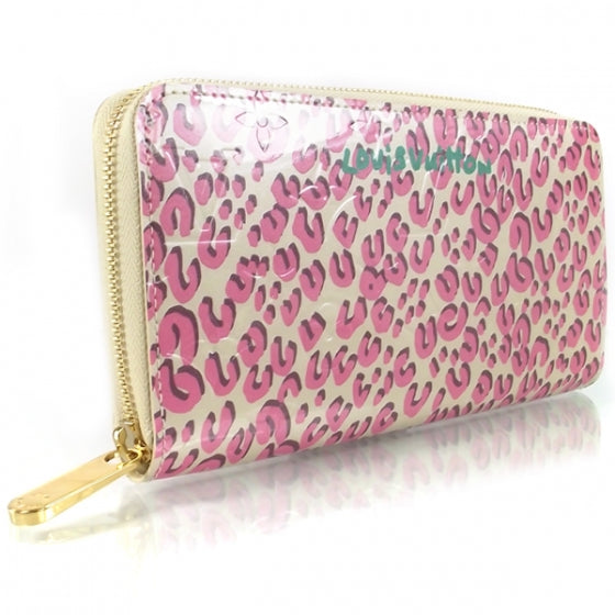 Leopard Zippy Wallet Coral White