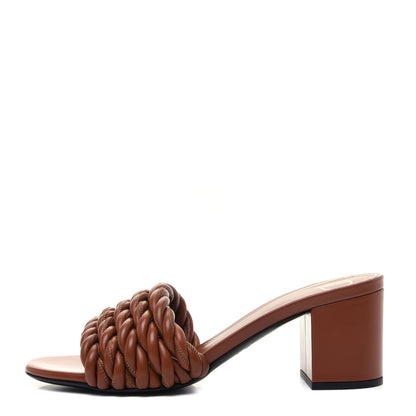 Valentino Garavani Nappa Rope 60mm Slide Sandals 37.5 Saddle Brown 1 of 9
