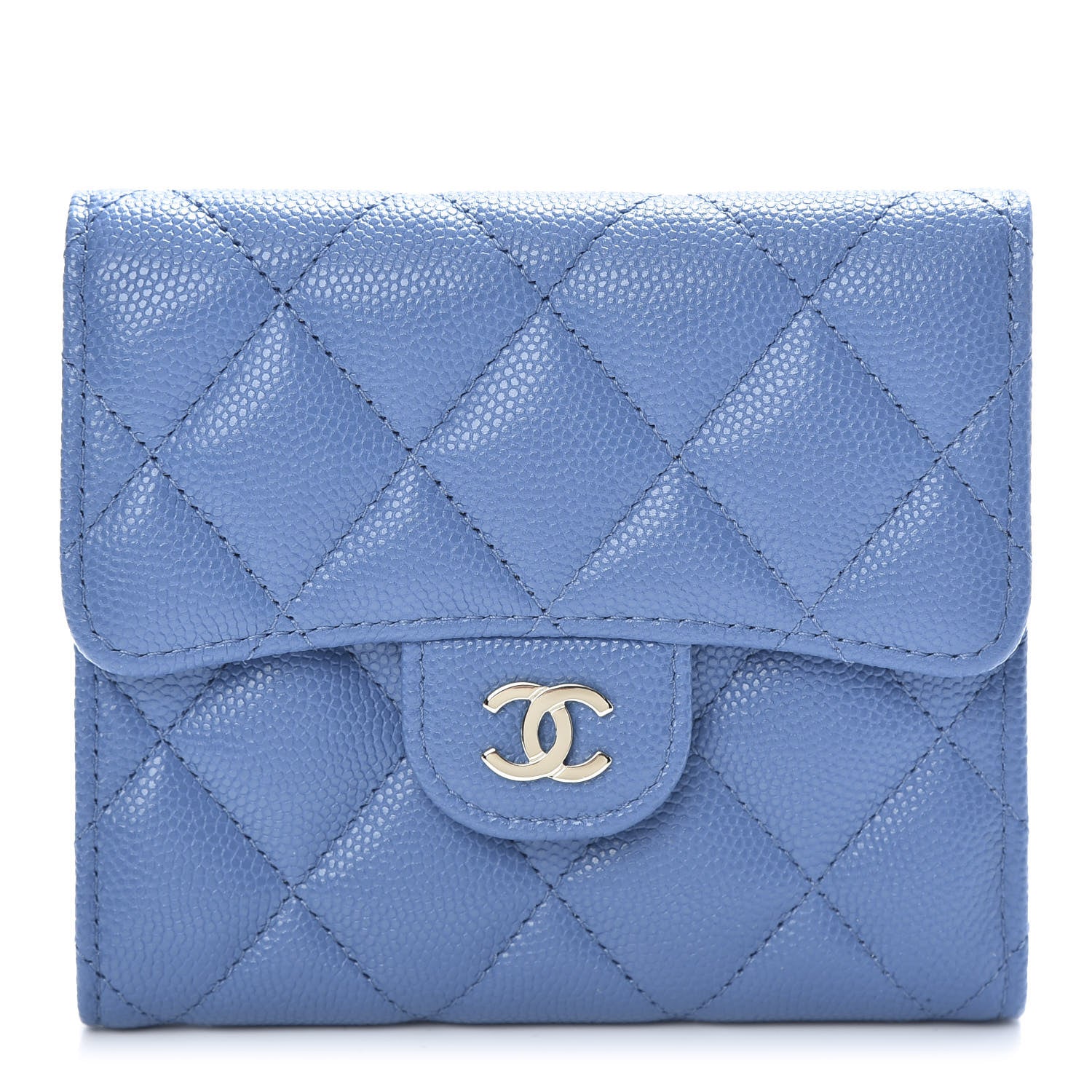 Chanel Caviar Quilted Compact Flap Wallet Blue 1 of 8