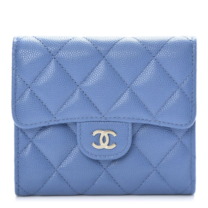 Chanel Caviar Quilted Compact Flap Wallet Blue 1 of 8