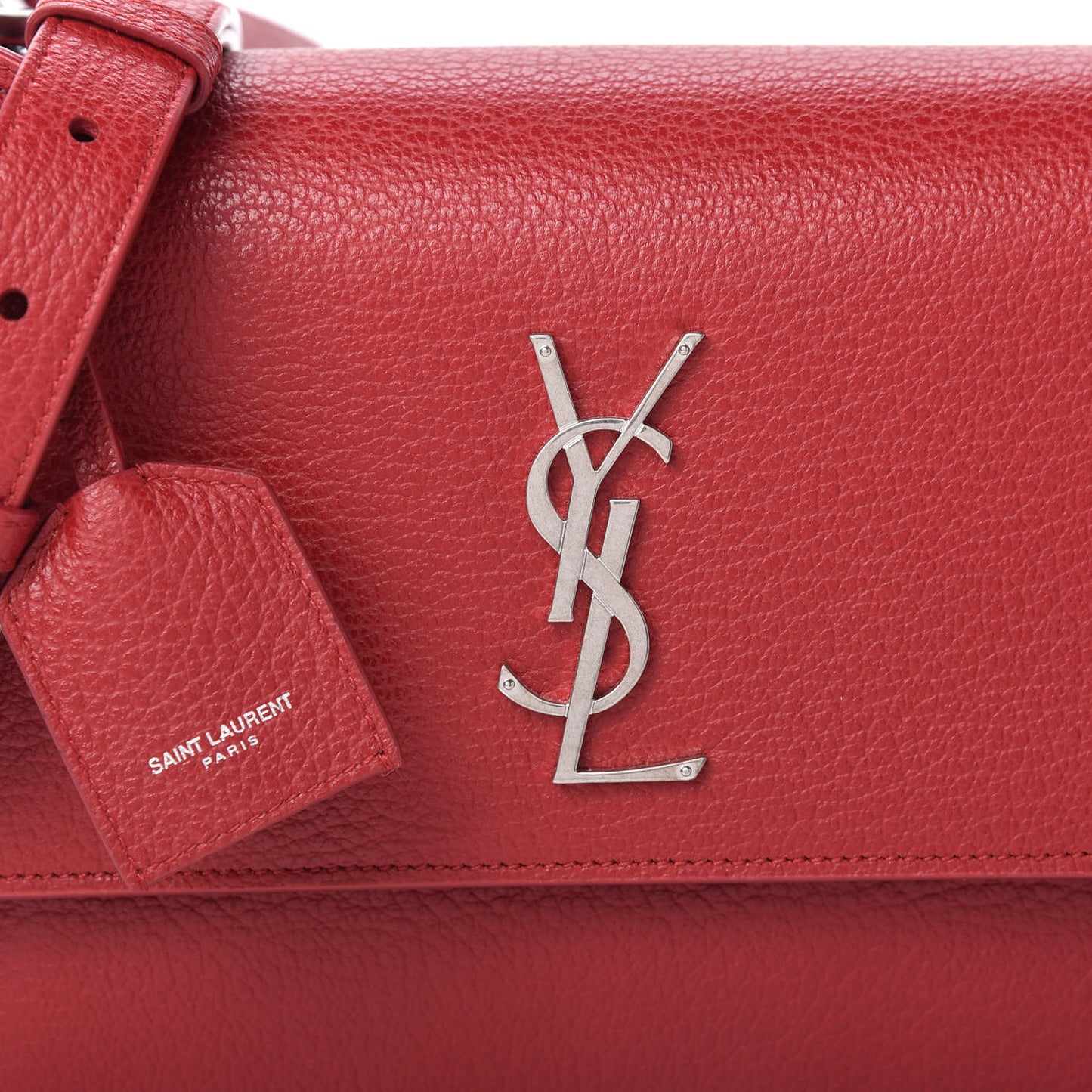 Grained Calfskin Medium Monogram Sunset Satchel Red