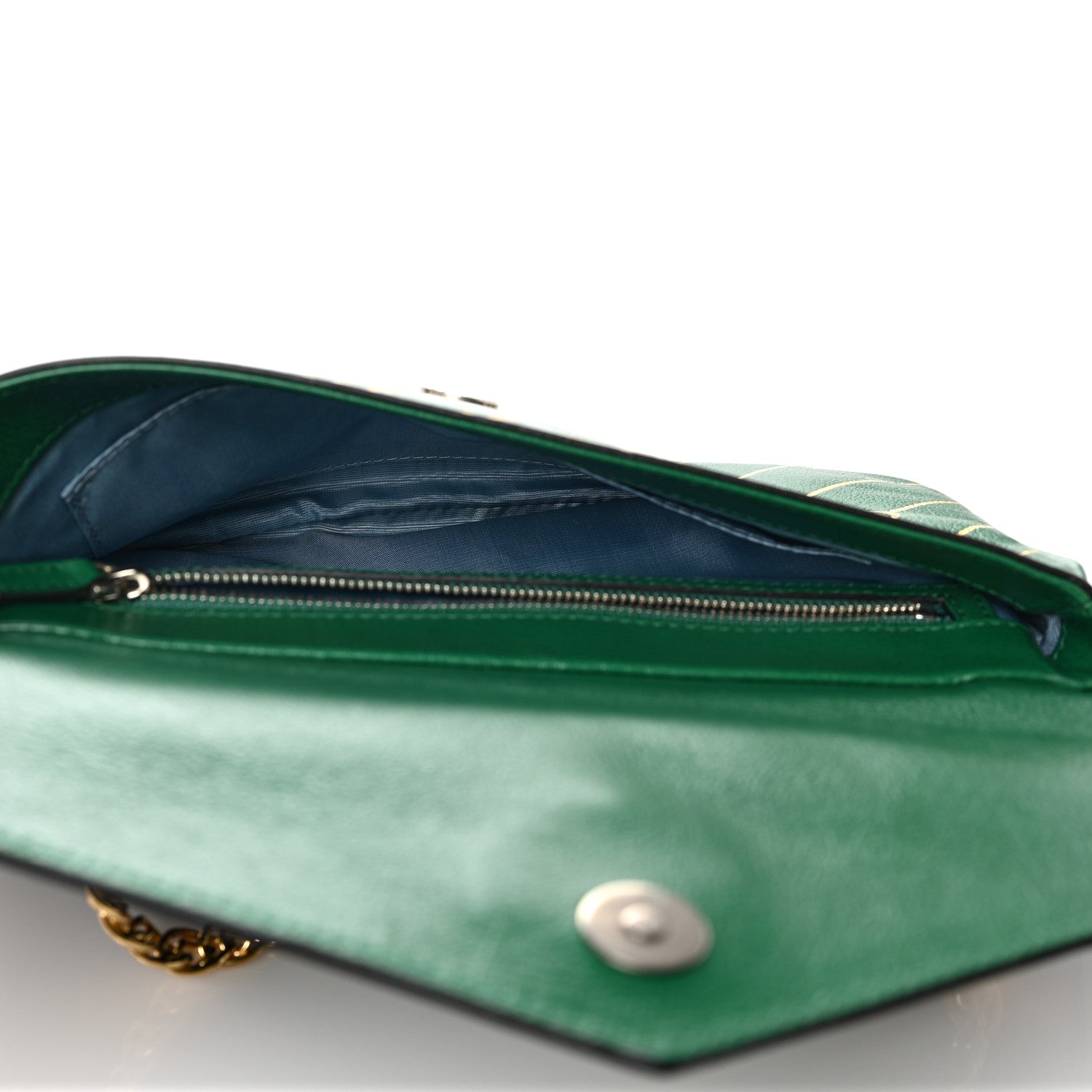 Gucci Calfskin Diagonal GG Medium Thiara Double Envelope Shoulder Bag Emerald Green Black 6 of 11