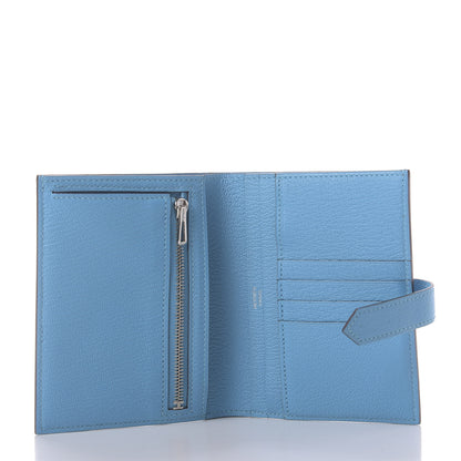 Hermes Chevre Mysore Bearn Compact Wallet Celeste 5 of 9