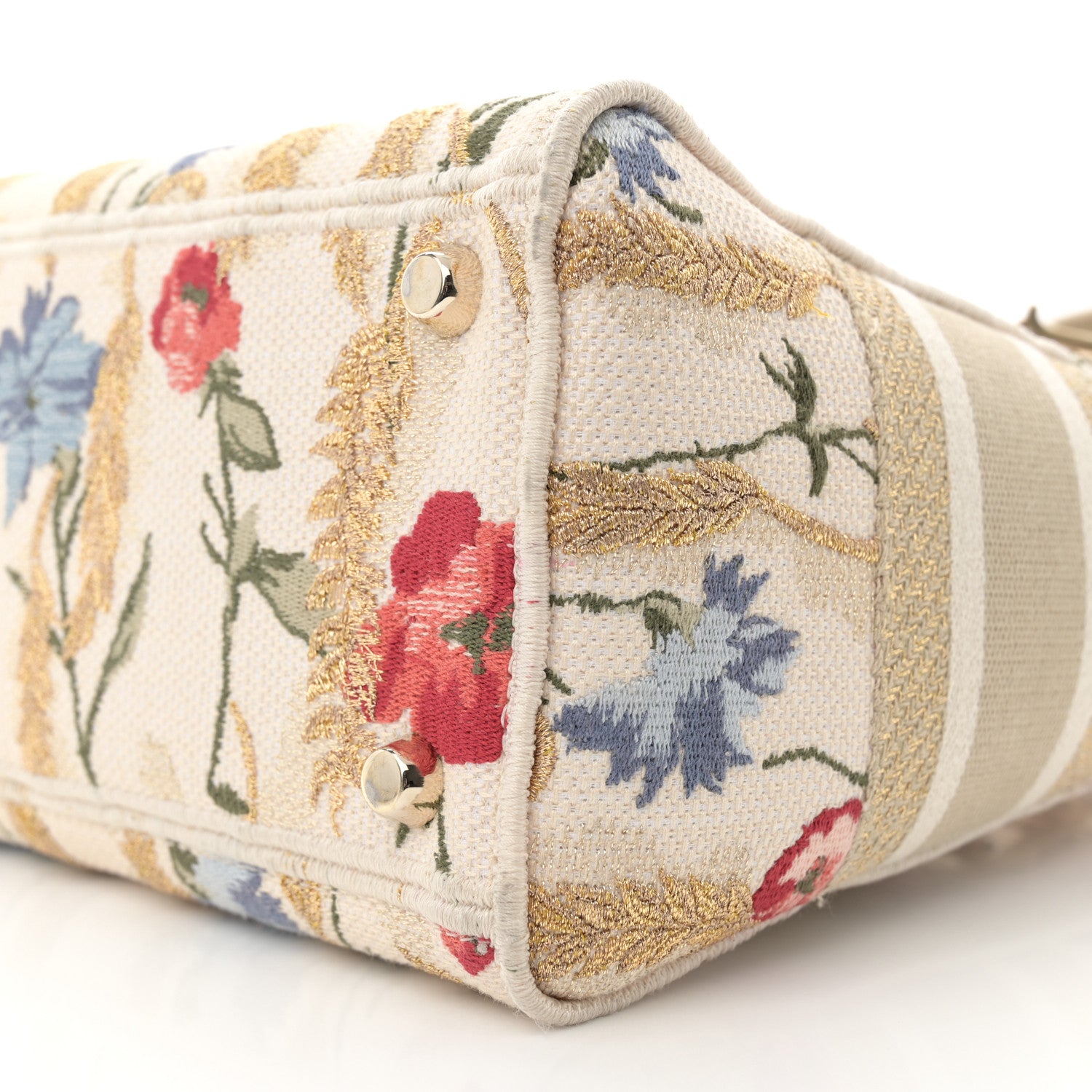 Christian Dior Canvas Embroidered Hibiscus Printed Medium Lady D-Lite Beige Multicolor 10 of 13