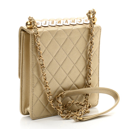 Chanel Metallic Goatskin Quilted Chic Pearls Flap Gold 3 of 19