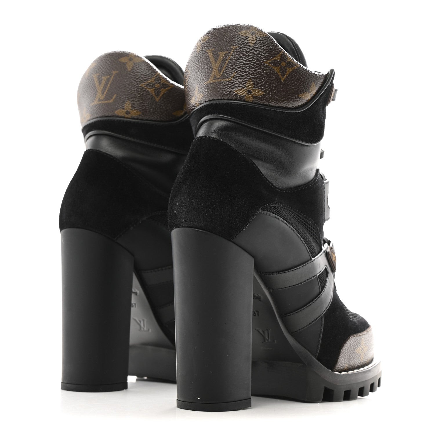 Louis Vuitton Suede Calfskin Monogram Star Trail Ankle Boots 37 Black 5 of 13