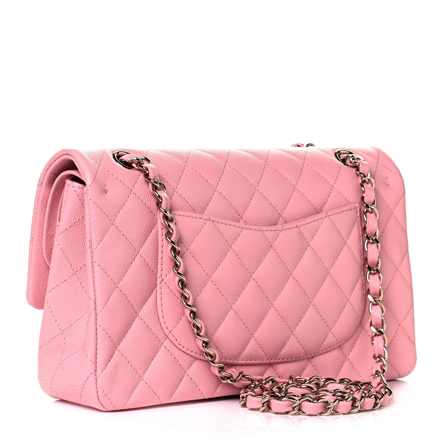 Caviar Quilted Medium Double Flap Pink