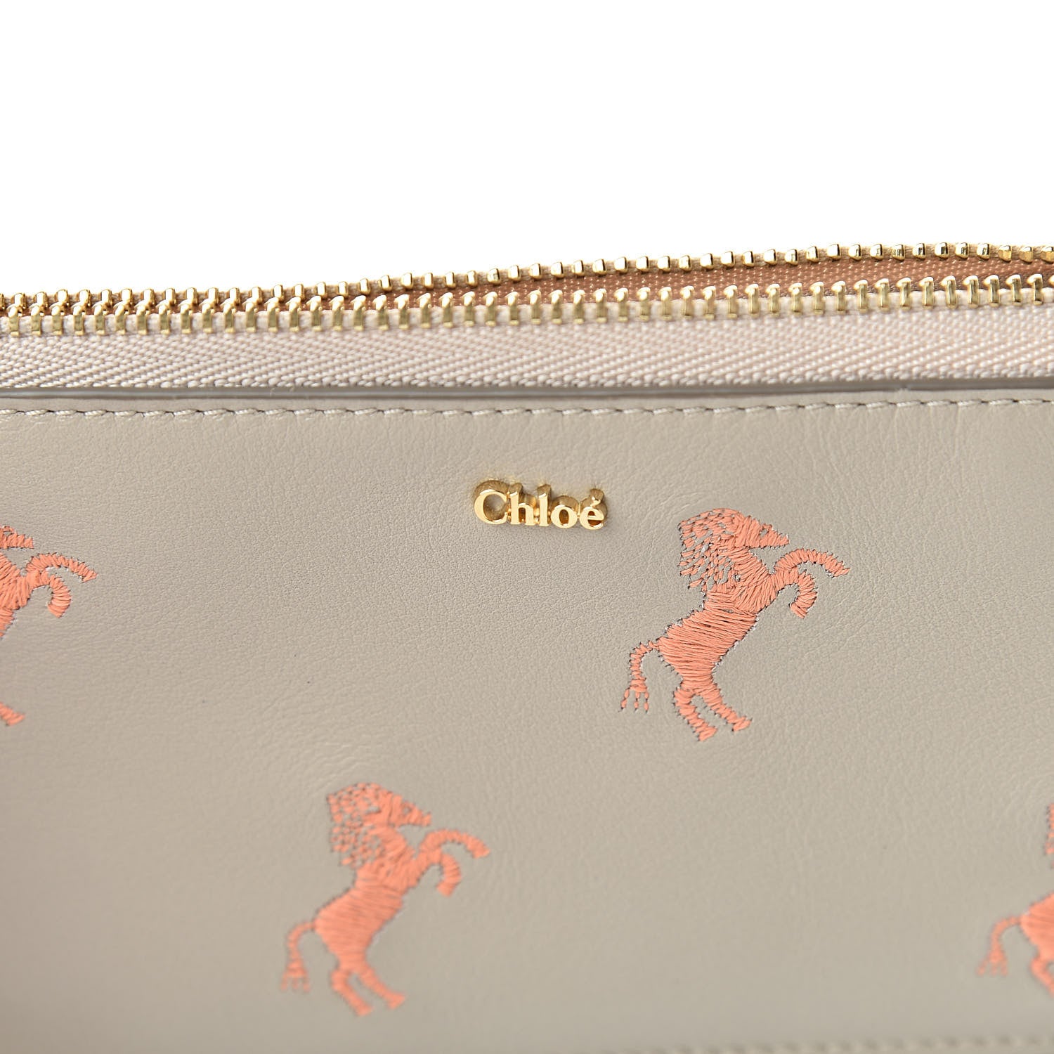 Chloe Smooth Calfskin Little Horses Embroidered Medium Signature Wallet Pastel Grey 6 of 8