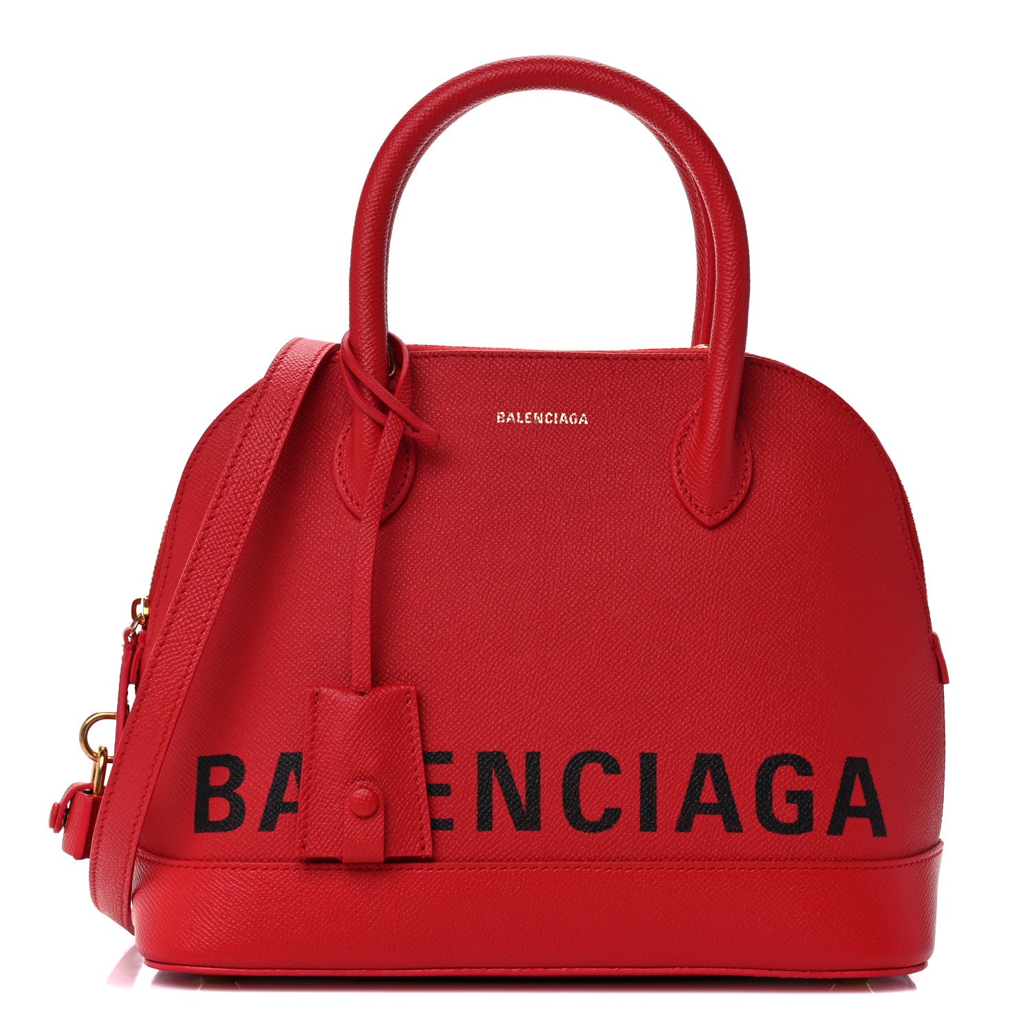 Balenciaga Signature Grained Calfskin Logo S Ville Top Handle Bag Rouge Coquelicot Black 1 of 19