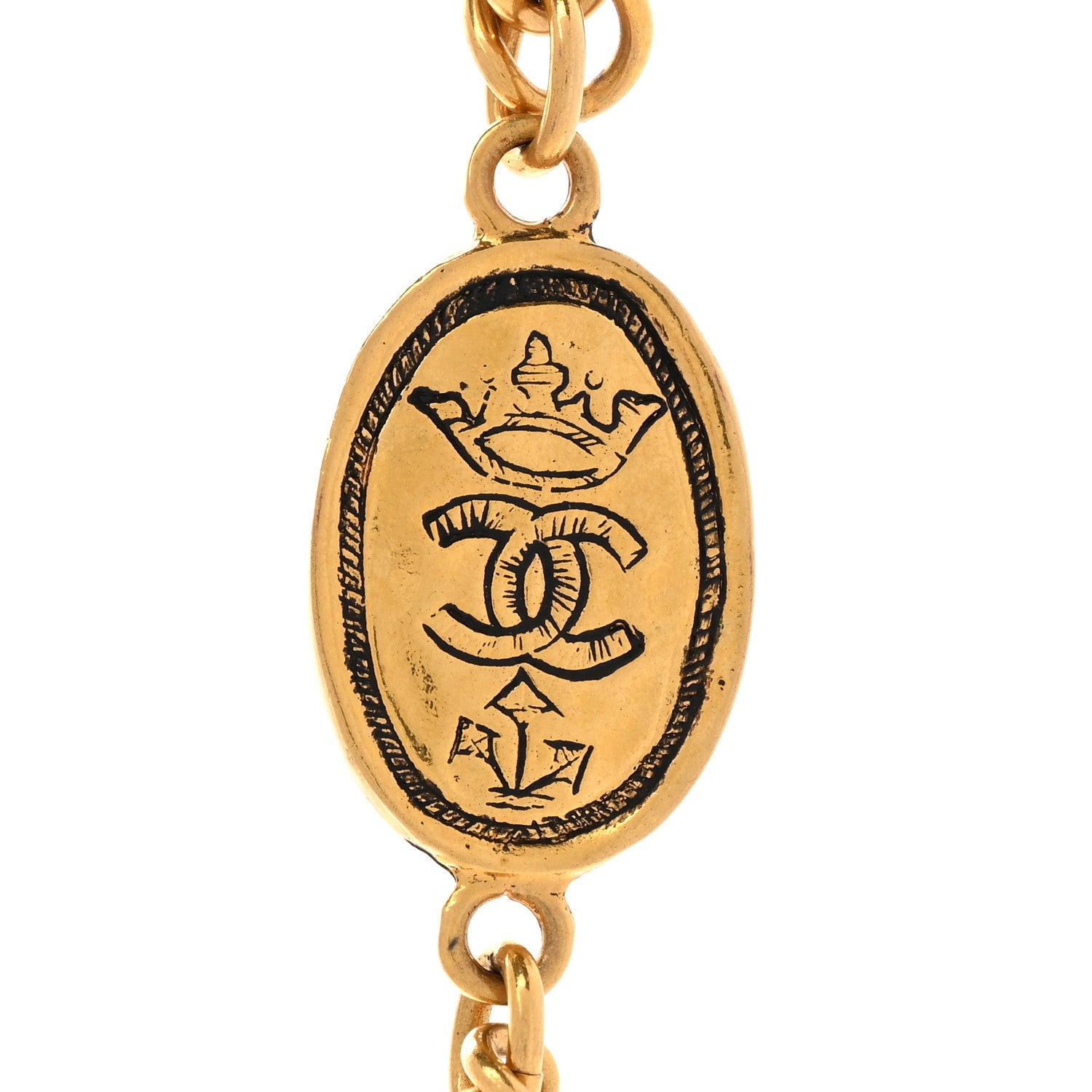 Chanel Metal CC Long Chain Station Necklace Gold 4 of 7