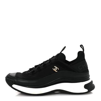 Chanel Velvet Calfskin Mixed Fibers CC Sneakers 38.5 Black 1 of 15