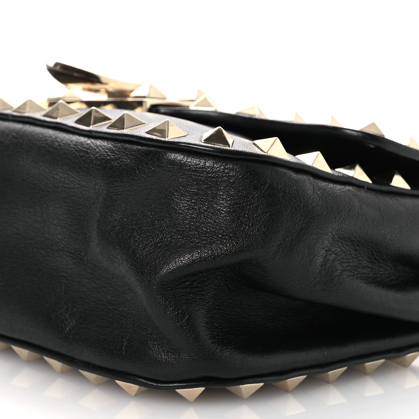 Vitello Mini Rockstud Flap Saddle Crossbody Bag Black