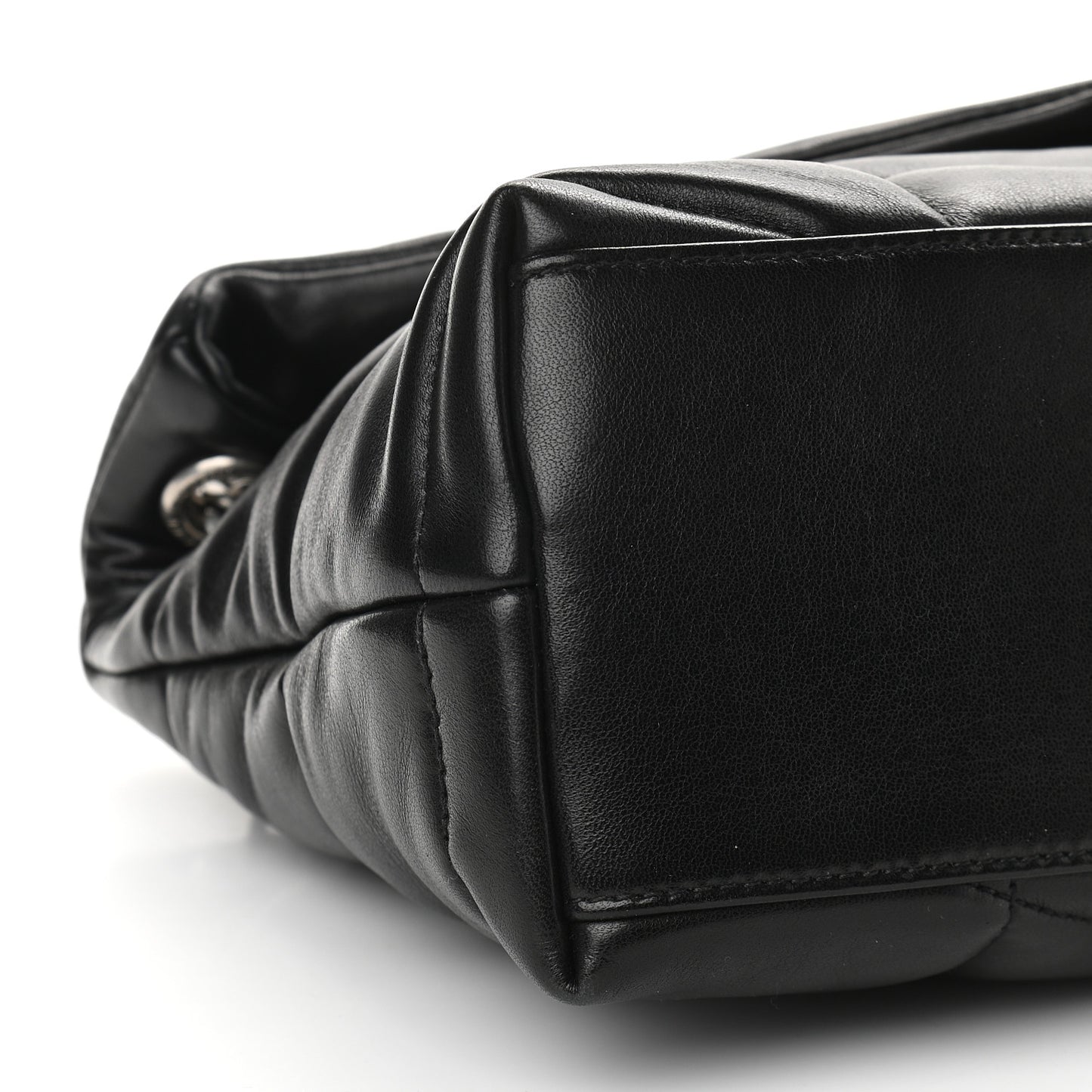 Lambskin Quilted Small Loulou Puffer Monogram Chain Satchel Black