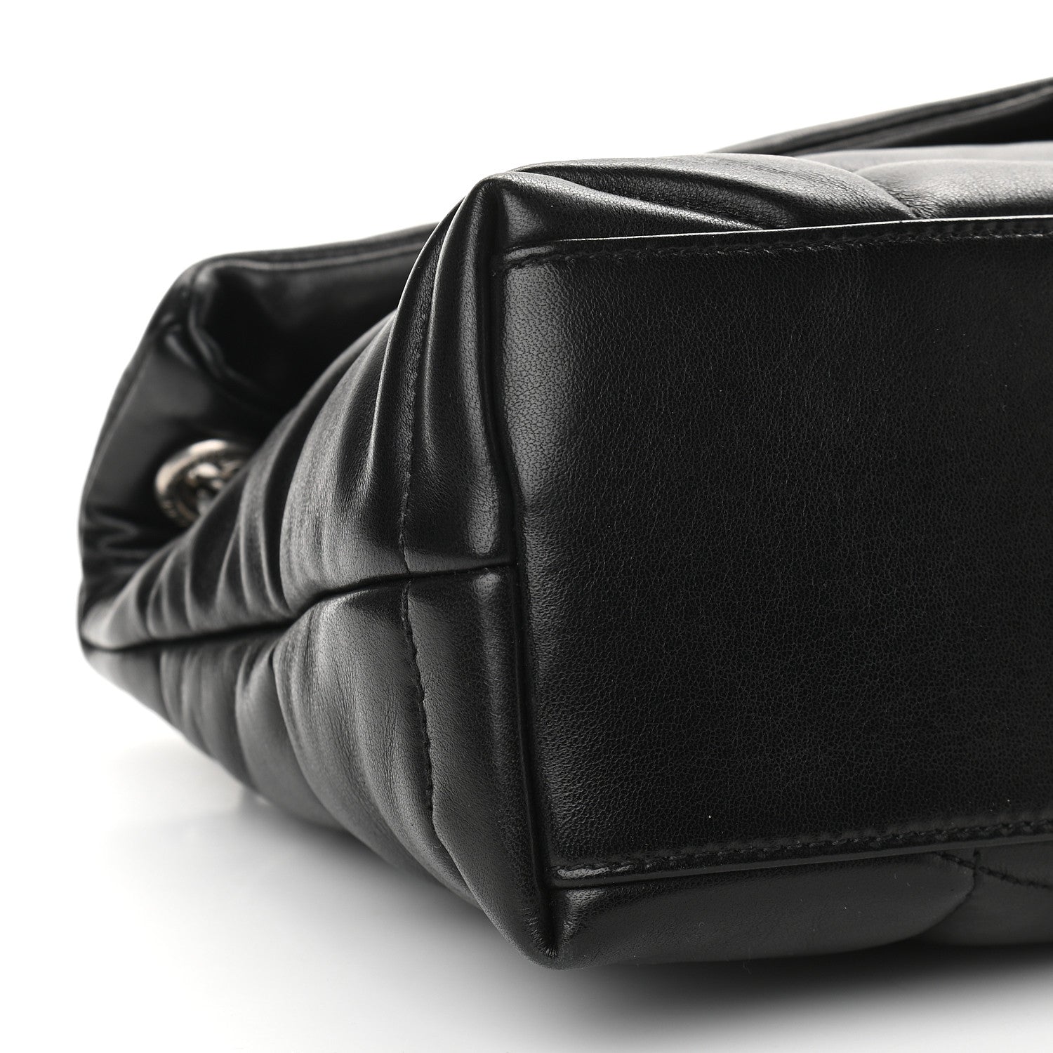 Saint Laurent Lambskin Quilted Small Loulou Puffer Monogram Chain Satchel Black 8 of 9