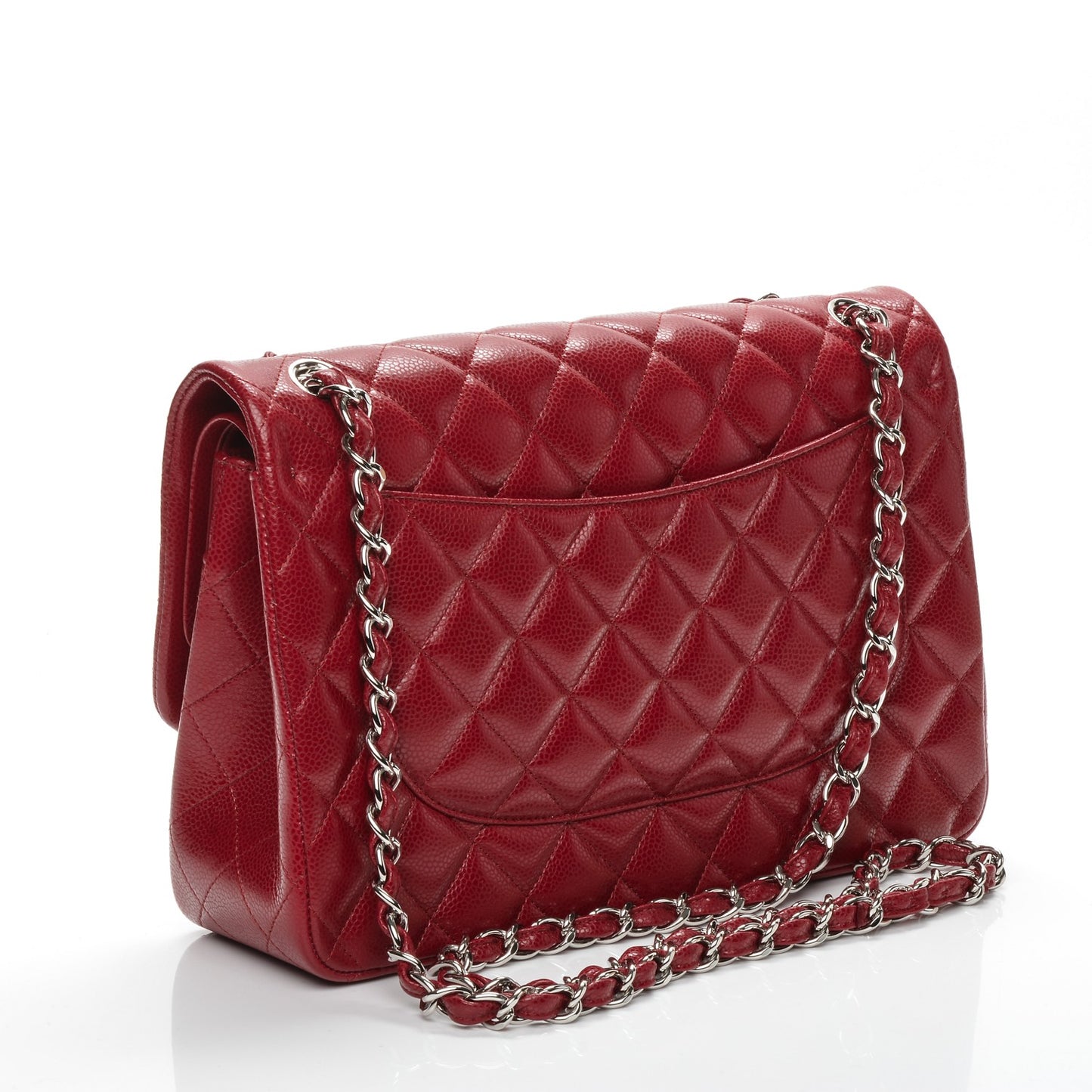 Caviar Quilted Jumbo Double Flap Red
