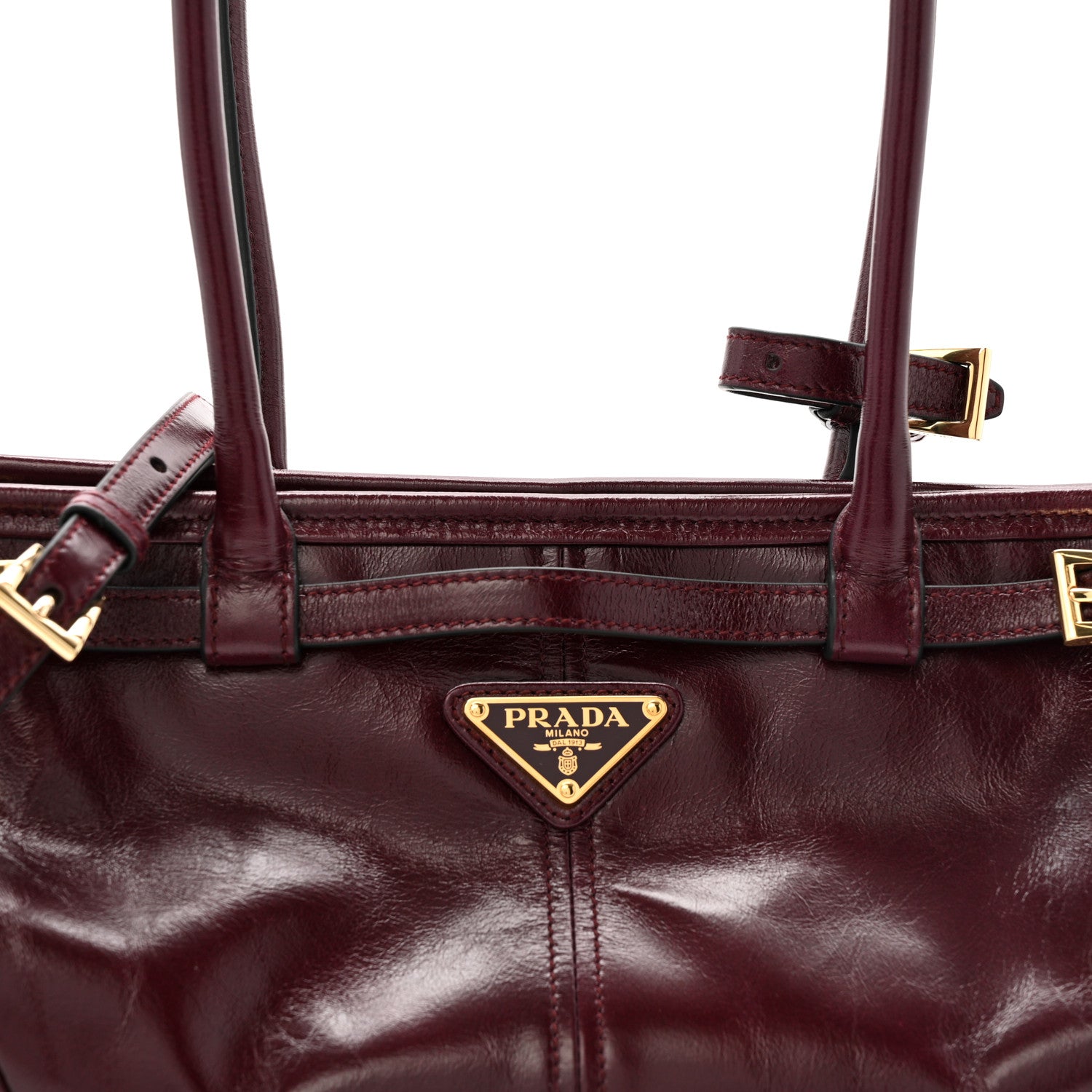 Prada Shiny Nappa Medium Bonnie Shoulder Bag Bordeaux 8 of 10