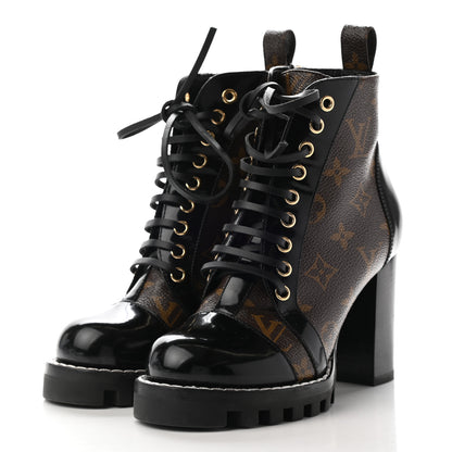 Louis Vuitton Patent Calfskin Monogram Star Trail Ankle Boots 35 Black 3 of 13