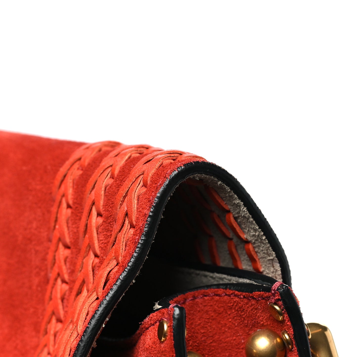 Suede Calfskin Braided Mini Hudson Shoulder Bag Sepia Red