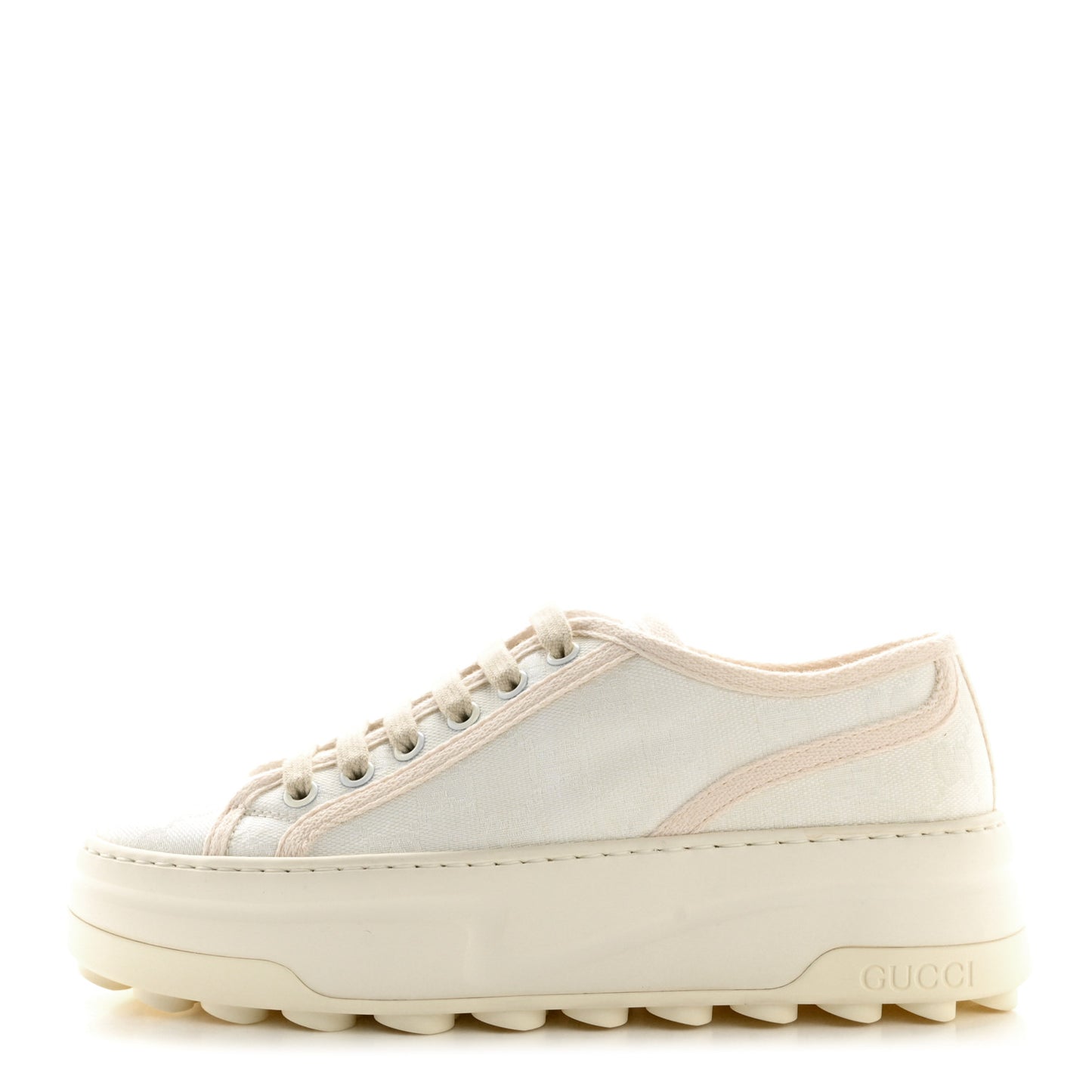 GG Monogram Womens 1977 Tennis Platform 52mm Sneakers 36.5 Great White Mystic White