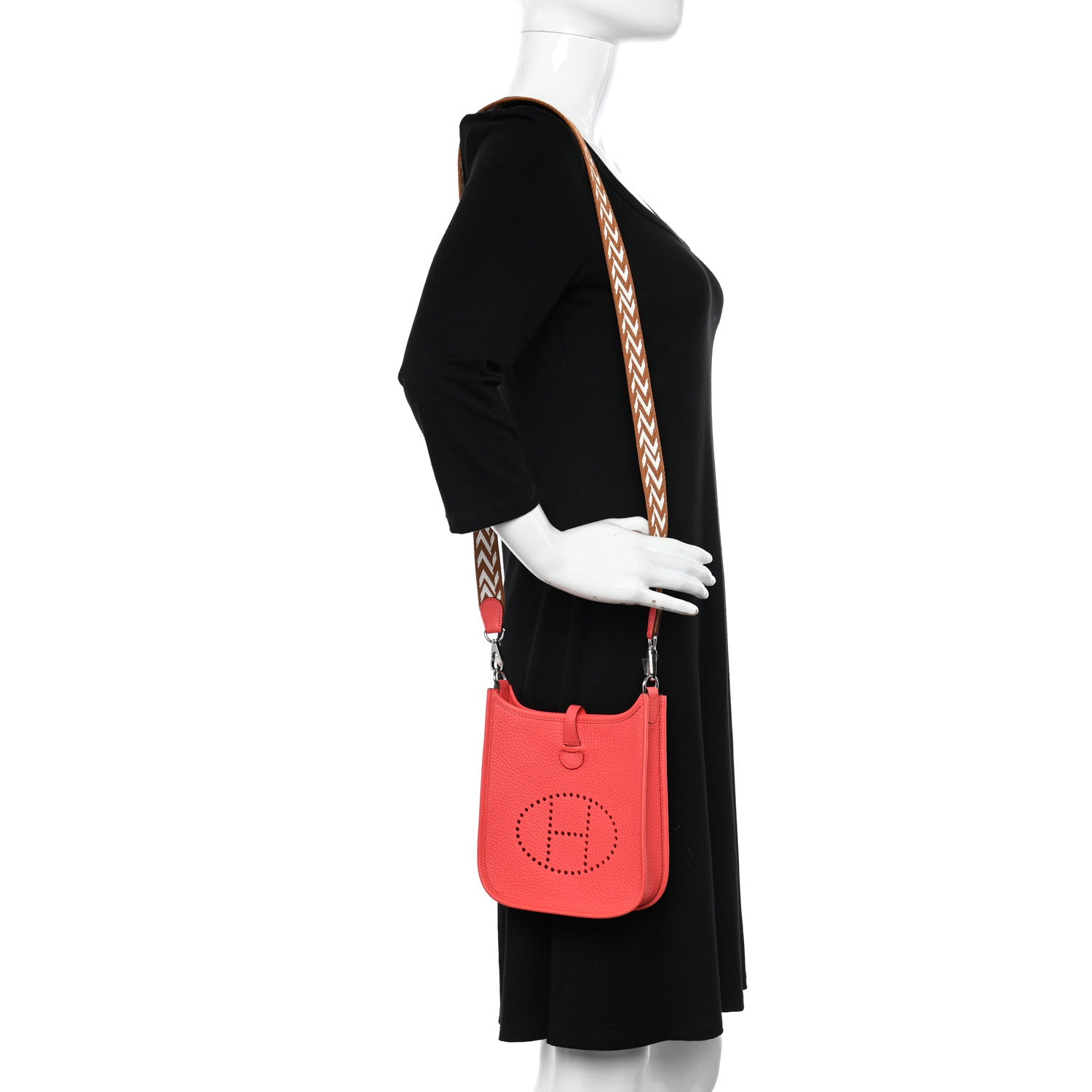 Hermes Taurillon Clemence Zigzag Sangle Evelyne TPM Rose Texas 2 of 10
